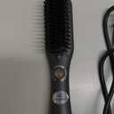 LANDOT Mini Hair Straightener Brush - Ionic Heated Straightening Brush for Frizz-Free & Smooth Styling, Compact Lightweight Dual Voltage Travel Flat Iron Comb for Medium Short Hair, Black