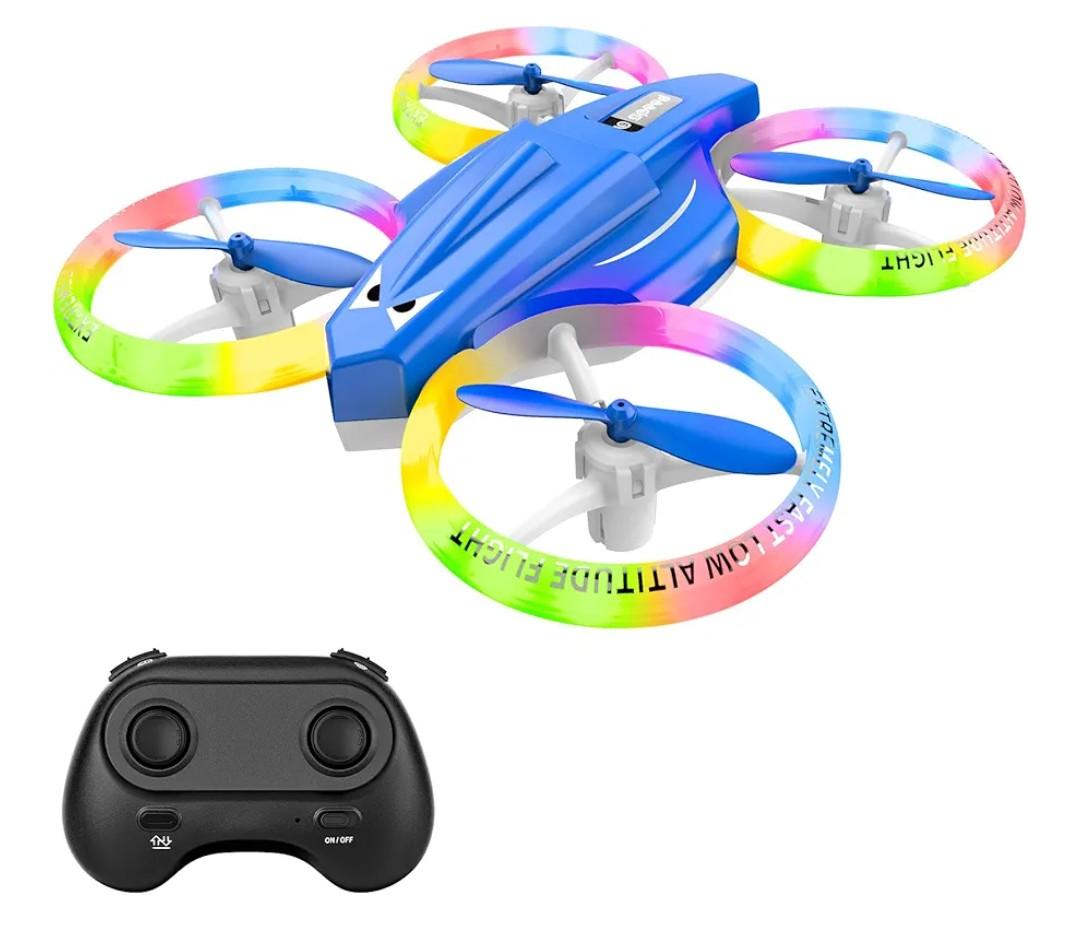 Drone for Kids and Beginner with Led Light, Small Indoor Rc Light Up Drone with 360 Flip, 2 Batteries, Kids Flying Toy Gift for Boy and Girl (Dark Blue)