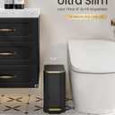 Cesun Small Bathroom Trash Can with Lid Soft Close, 5 Liter/1.3 Gallon Stainless Steel Garbage Can with Removable Inner Bucket, Step Pedal, Slim Waste Basket for Toilet, Office, Bedroom (Black&Gold)