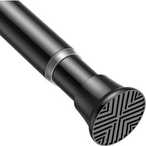 MEXAU Black Tension Curtain Rods18 to 36 In, Small Curtain Rods No Drilling Short Tension Rod, Adjustable Spring Rod for Windows,Door,Closet,Kitchen,1 Pack, Spring Tension Curtain Rods Small