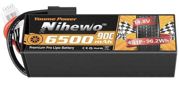 4S Lipo Battery 14.8V Lipo Battery 6500mAh 90C Hard Case with TX Plug + EC5 Adapter Compatible with 1/5 1/6 1/7 1/8 RC Car Truck Vehicles Truggy Buggy Boat Airplane Models