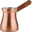 DEMMEX Turkish Coffee Pot  1mm Thick Brushed Copper Cezve, Ibrik, Briki, Stovetop Greek Arabic Coffee Server, 100% Handmade, 8 fl oz, Serves 3 (8 fl Oz/2-3 ppl)