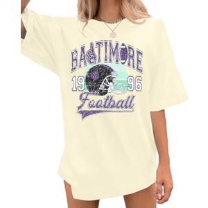 Football Shirts for Women Vintage Team Fan Tshirt Game Day Shirt Oversized Football Season Short Sleeve Tops (XL)