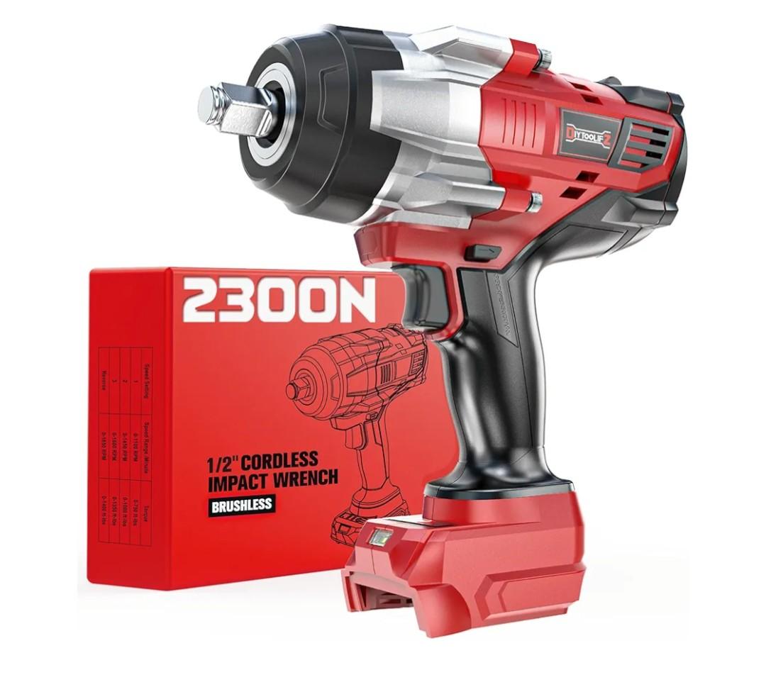 DIYtoolifz Cordless Impact Wrench 1/2 inch Compatible with Milwaukee 18v Battery, 1700 Ft-lbs High Torque Impact Driver, Electric Impact Gun with 4 Modes & LED Light for Car, Truck, Mower(Bare Tool)