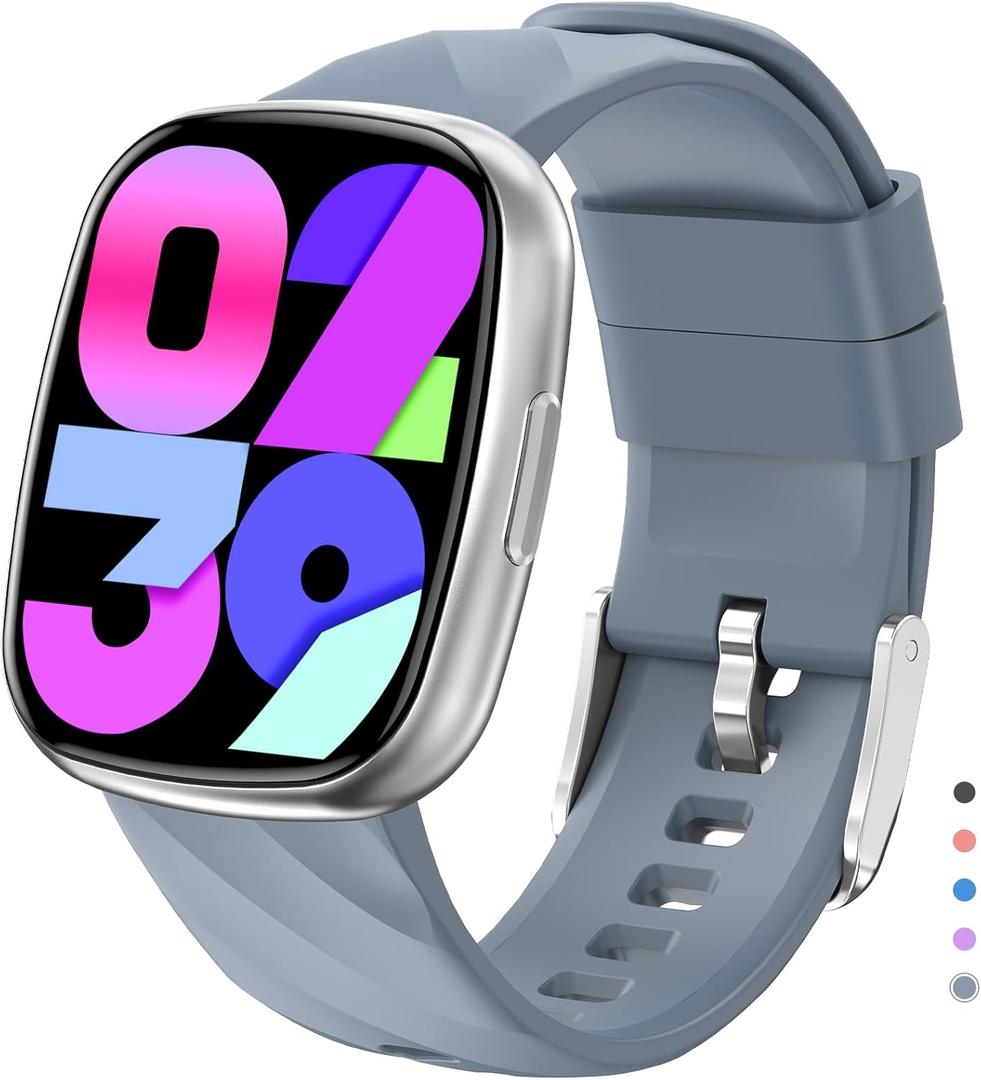 Smart Watch for Kids, Kids Fitness Tracker Watch for Boys Girls Ages 5-15, Activity Tracker, Heart Rate Sleep Monitor, IP67 Waterproof, Pedometer, Sport Modes, Puzzle Game (Silver)