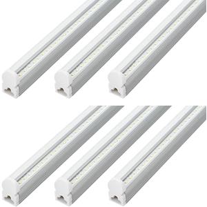HOLDWILL 6 Pack T5 Integrated Single Fixture, 4FT 20W Linkable LED Shop Light Clear Cover,White Daylight 6500k 2200lm T5 Tube Lights for Garage Office Warehouse or Under Counter,Plug and Play