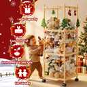 Stuffed Animal Storage and Holder - Large Size Wooden Animals Zoo Toy Organizer with Elastic Bands, Swivel Wheels and Castle Stickers, For Toddler Rooms, Playrooms, Bedrooms(58x16x16inch) (58inches)