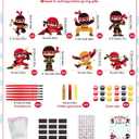 24 Set Ninja Party Favors - with Magnets Diamond Stickers Glitter Glue Pens - Karate Party Favors for Kids - Non-Toxic DIY Wooden Ninja Paint Crafts - Goodie Bags Gifts Prizes for Kids Boys Toddler