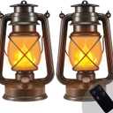 Outdoor Lanterns Waterproof Hanging Vintage LED Camping Lamps with Dancing Flame Non-Solar Remote Control Light Landscape Decor for Table Patio Garden Yard Pathway Porch 2Pack (3AA Batteries Power)