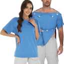 Magnetic Post Surgery Shirt for Men Women Tear Away Clothing Easy One-Handed Dressing Shoulder Surgery IV Access Dialysis