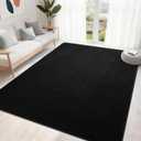 4x6 Feet Black Area Rugs for Bedroom, Indoor Washable Memory Foam Rug for Living Room, Modern Aesthetic Minimalist Non-Slip Carpets for Kids Boys Girls Adults Dorm Home Decor