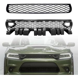 Front Upper Lower Grille For 2015-2023 Dodge Charger SRT Scat Pack Daytona Dual Kit Mesh Grill 68417502AA 68394592AA 68417505AB