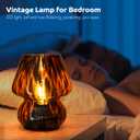 ULAROOM Battery Operated Mushroom Lamp - Vintage Small Table Lamp with Timer, Cordless Bedside Nightstand Lamp, Glass Battery Powered Lamp for Bedroom Kitchen Living Room Shelf Decor Aesthetic Amber