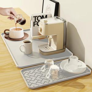 Silicone Coffee Mat - Removable Bar Mat with Concave and Convex Design, Leak-Proof and Non-Slip, Suitable for Use Under the Coffee Machine to Keep the Countertop Clean (Grey24"x16") (Gray)