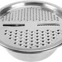 3-Piece Golden Stainless Steel Kitchen Colander Set - 3-in-1 Strainer Basket for Washing Rice, Fruits & Vegetables | Durable Fruit Cleaner Device with Drain Bowl (silvery)