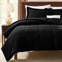 CozyLux Full Size Comforter Sets - Black Comforter Full Size, 3 Pieces Box Stitched Bed Set for All Seasons, Soft Lightweight Bedding Sets with 1 Down Alternative Comforter and 2 Pillow Shams