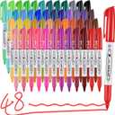 Affisure 48 Colors Permanent Markers, Assorted Colors Vibrant Markers, Fine Point，Works on Wood, Plastic, Metal, and More, for Adults, Artist, Teacher, Kids, 48 Pack