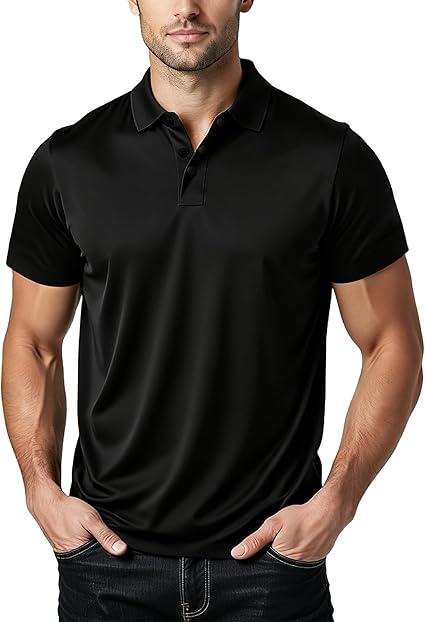 Shirts for Men: Quick Dry Moisture Wicking High Elasticity Convenient Snap Buttons Athleisure Short Sleeve Top. Size M