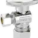 1/4 Quarter Turn Brass Angle Stop Valve 1/2" NOM Inlet (5/8"OD Comp) x 3/8" COMP Outlet,Water Shut Off Valve for Water Sink/Bathroom/Toilet/Kitchen (1-Pack)