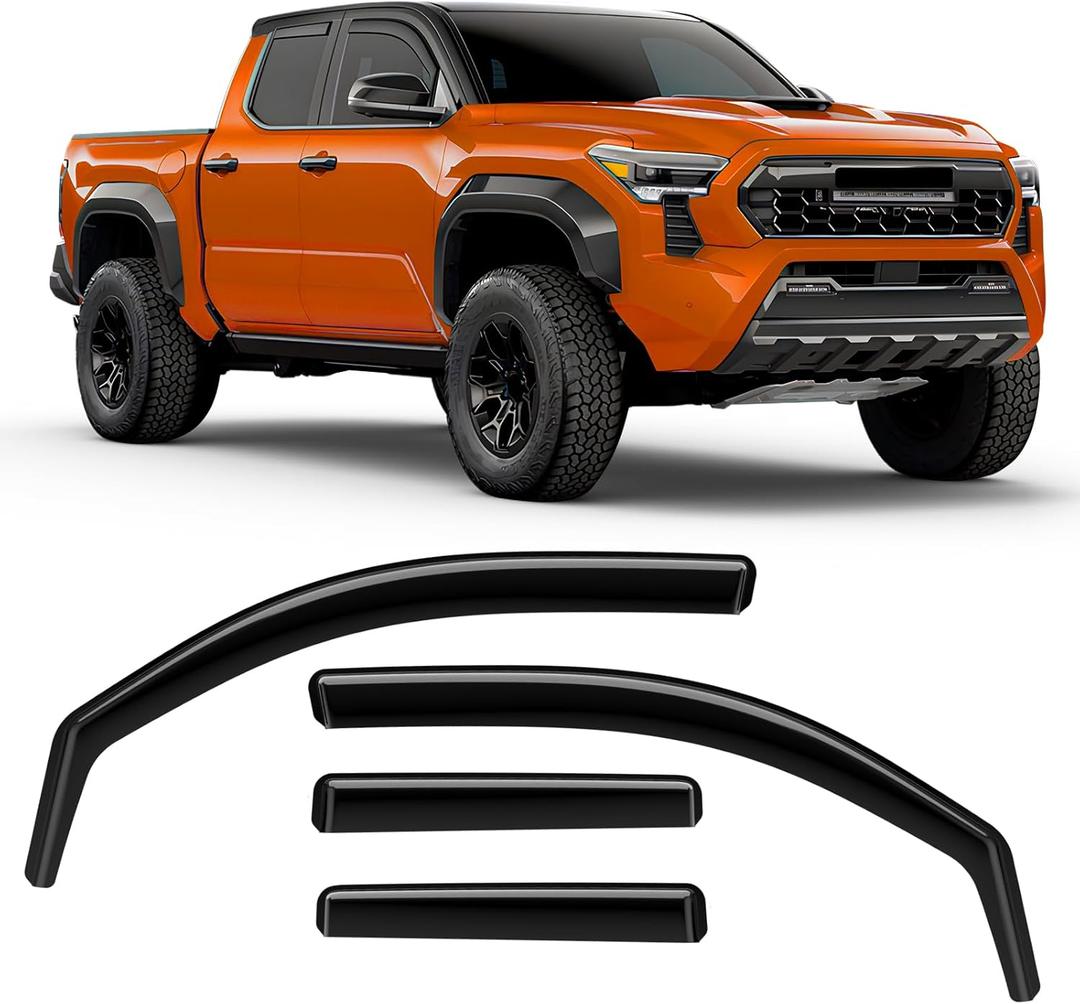 in-Channel Rain Guards Compatible with Toyota Tacoma 2024-2026, Durable Side Windows Wind Deflectors, 2024 2025 2026 Tacoma Rain Guard Black 4 PCS