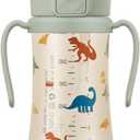 GROSMIMI Flip Top Spill Proof Sippy Cup, PPSU, BPA Free, 10 oz, Stage 2 Straw for Toddlers, 2-pack (Air Balloon & Dinosaur)