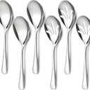 Mwellewm 6 Pcs Serving Spoons Set 9.5 Inch Large Stainless Steel Serving Spoons for Buffet Silver 3 Serving Spoons 3 Slotted Serving Spoons Dishwasher Safe for Parties Kitchen Buffet Catering Dinner