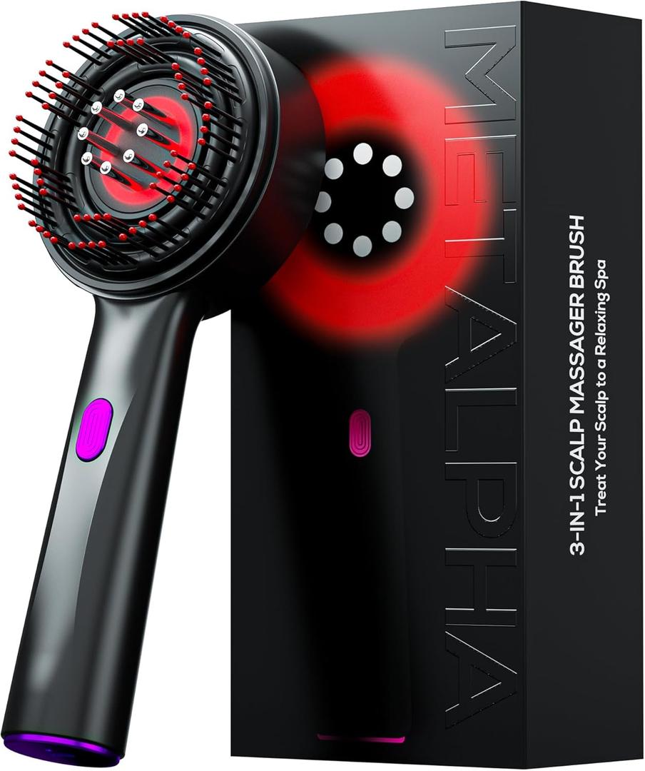 METALPHA 3 in 1 Electric Scalp Massager Brush, Rechargeable Portable Waterproof Hair Head Scalp Massager Brush Tool (Black)
