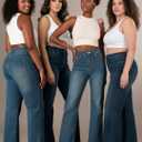 Flattering High-Waist Jeans for Women Stretchy Premium Denim, Slimming Straight & Wide-Leg Fit, Petite to Plus Sizes (Blue, L)