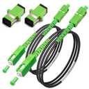 (2m - 2Pack) SC/APC to SC/APC Fiber Optic Internet Cable, Armored Single Mode Patch Cable, Fiber Optic Jumper Optical Patch Cord - SIMPLEX - 9/125um - OS1/OS2 Compatible, LSZH Black