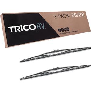 Trico RV 28 Inch Pack of 2 Heavy Duty & Automotive Replacement RV Windshield Wipers w/12x4 Hook Attachment (67-2828-4), Black