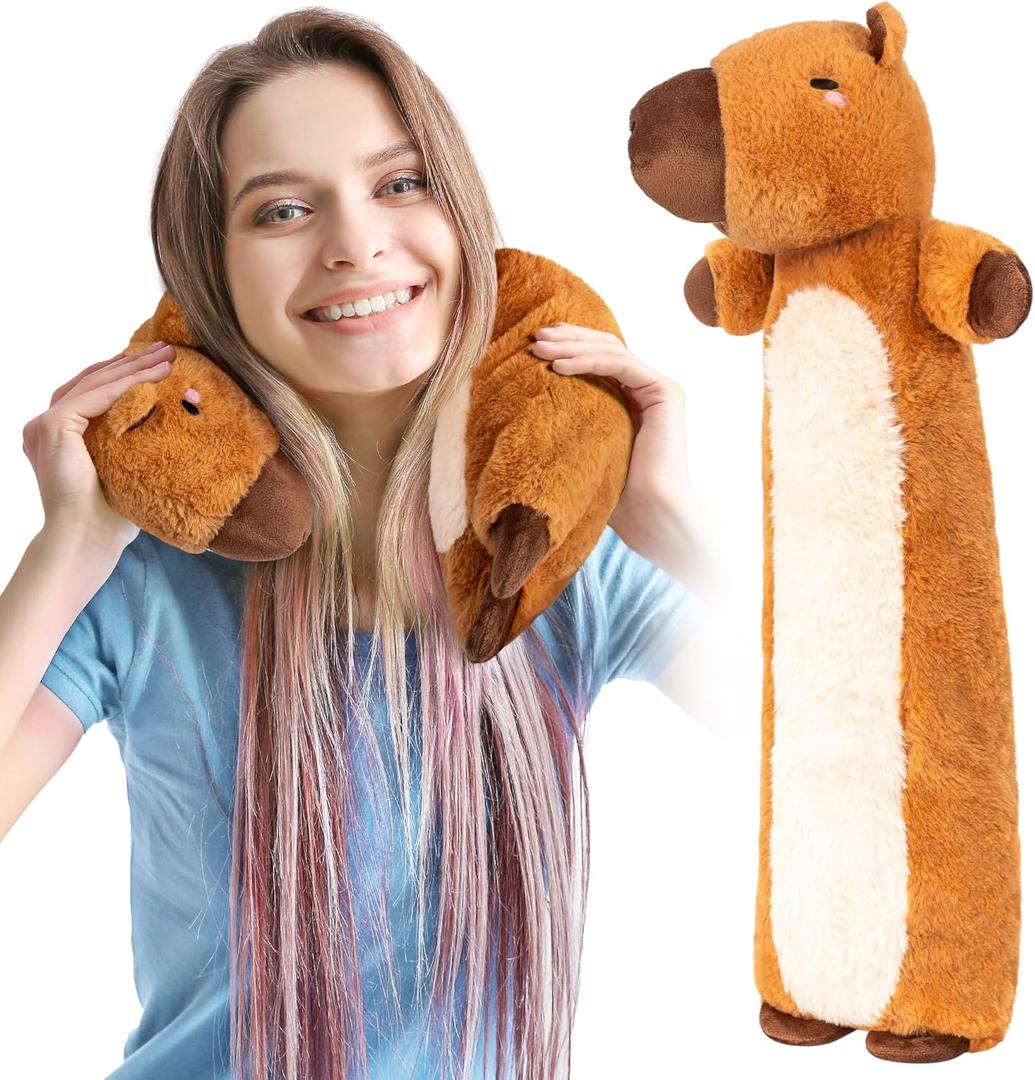Happy Fuel Capybara Microwavable & Weighted Stuffed Animals - Unscented Heatable Plush Doll, Cute Capybara Plush Toys Gifts for Girls Boys and Kids (Capybara Neck Wrap)