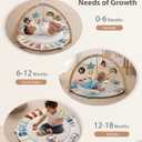 Blissful Diary Baby Play Gym & Activity Mat, 5 Developmental Zones Wooden Tummy Time Mat with 5 Detachable Sensory Toys for Motor Skills & Sensory Development, Baby Essentials Shower Gift