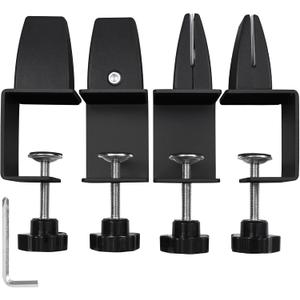 Heavy Duty Sneeze Guard Clamp For 0.1" to 1" Thick Panel,Desk Partition Support Clamps,Adjustable Aluminum Desktop Divider Holder,Easy to Install Desk Privacy Panel Clips, 4 Pack (Black)