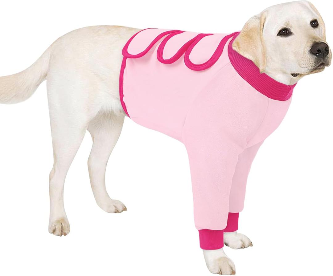 AOFITEE Dog Recovery Suit for Front Legs, Breathable Leg Sleeve Right Left Thigh, Anti-Licking Wounds Sleeves Dog Elbow Brace Protector, Leg Cover for Joint Pain Great Cone Alternative Pink L (L(Chest Girth:21.6-25.6))