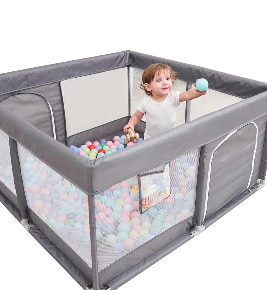 PandaEar Baby Playpen, Large Baby Playpen for Toddlers, Sturdy Infant Play Yards with Soft Breathable Mesh, Indoor & Outdoor Kids Activity for Infant Safety (50"×50")