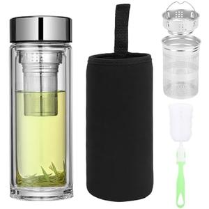 Tea Infuser Bottle, Glass Tea with Infuser, Travel Glass with Stainless Steel Filter, for Office Outdoors Home (1000ml)