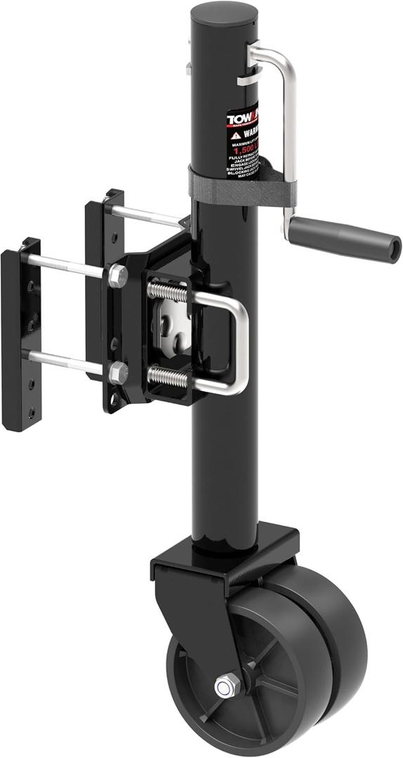 6-inch Dual Wheels Trailer Jack, 13" Vertical Movement, 1500 lbs, for RV, Boat, Trailer and More, Black
