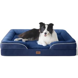 Bedsure Orthopedic Dog Bed for Large Dogs - Big Washable Dog Sofa Beds Large, Supportive Foam Pet Couch Bed with Removable Washable Cover, Waterproof Lining and Nonskid Bottom, Navy Blue (35.0"L x 25.0"W x 6.5"Th, Blue Navy)