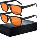 2 pack 99% Blue Light Glasses Men Woman, Computer Gaming Glasses Men, Blue Ray Filtering Amber Lens Anti Eye Strain (A2 All Black, Clear)