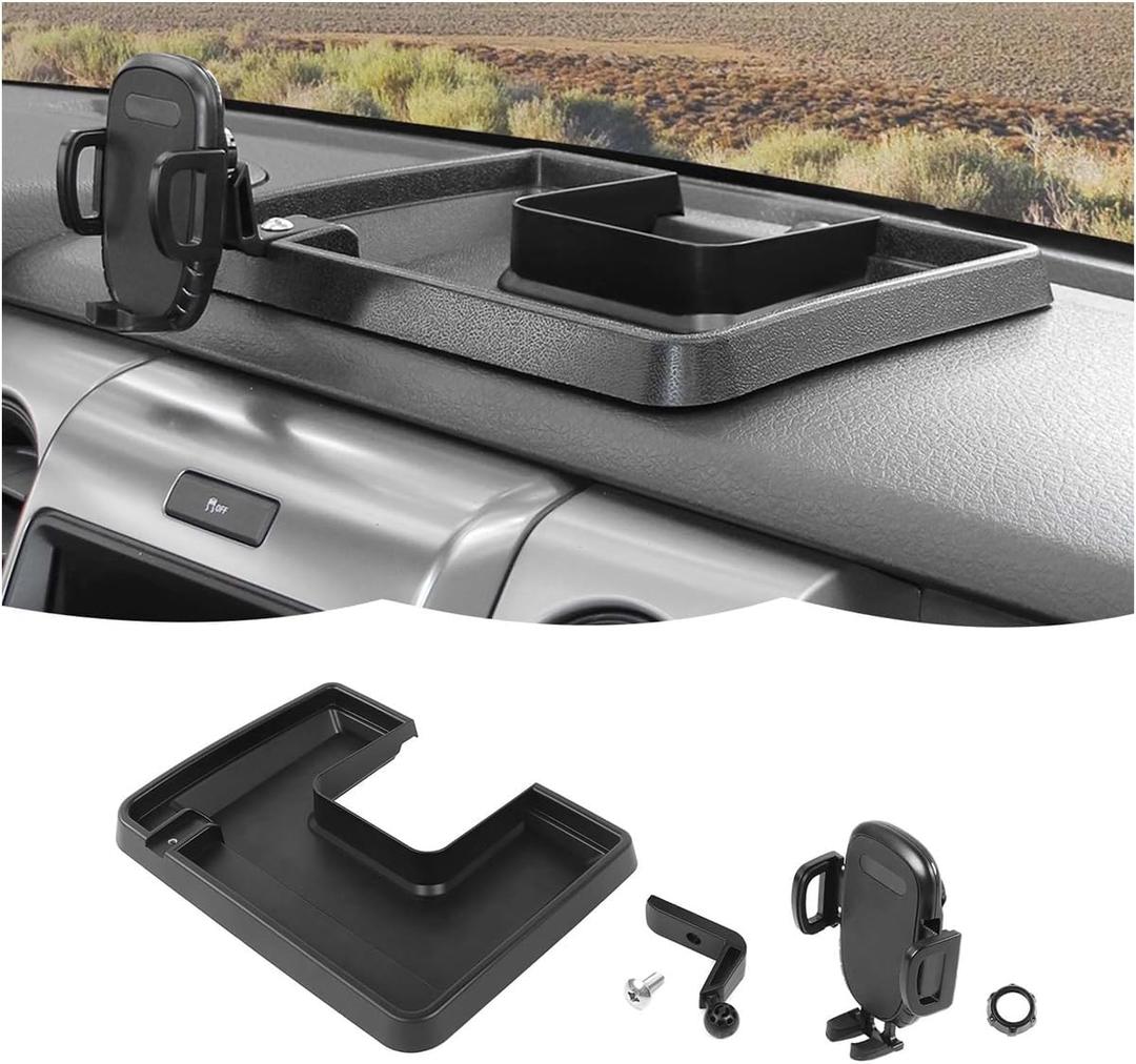 RT-TCZ Cell Phone Holder Dash Mount Holder with Storage Box Bracket Center Console Interior Accessories for Ford F150 Raptor 2009-2014