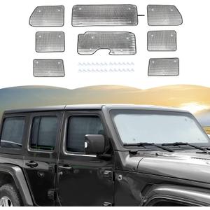 Windshield Sunshade Sun Shade Heat Shield Window Sun Visor Mat for Jeep Wrangler JLU 4 Door 2018-2024,8PCS