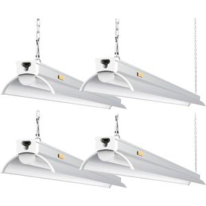 JESLED 4FT LED Shop Light 12000LM | 50-70-90W Adjustable Power | 5000K Daylight Linear Fixture | Linkable Hanging/Flush Mount for Garage, Basement, Workshops | ETL Certified