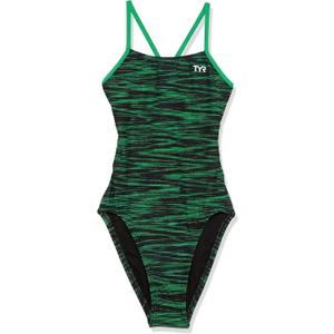 TYR Girls' Durafast Elite Cutoutfit Swimsuit (24, Green)