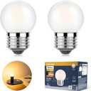 G40 Led Low Wattage Bulb 3W Equivalent 25 Watt Light Bulbs, Standard E26 Small Power, Frosted, Warm White 2700K, Dimmable for Bathroom Bedside Accent Lamps Appliance Bulb Refrigerator Pack of 2