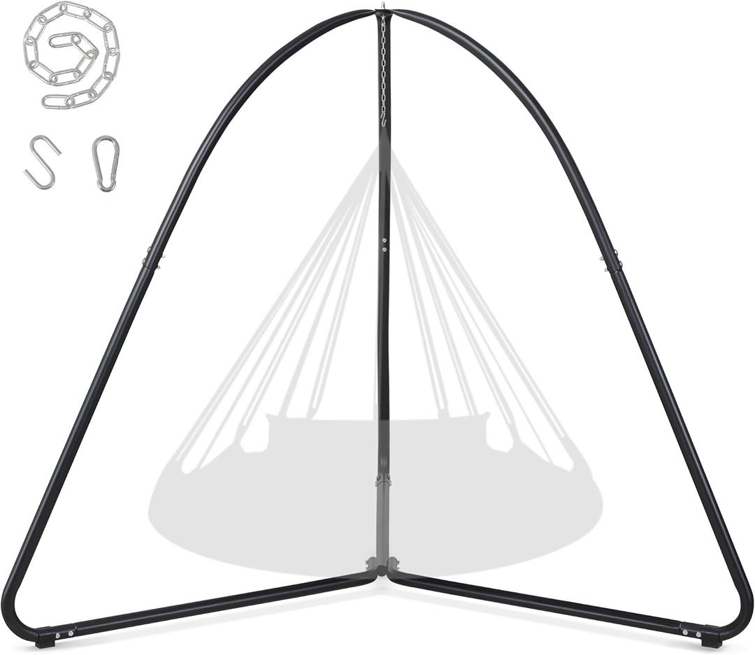 SUNCREAT Tripod Hanging Chair Stand – 400lbs Capacity, Heavy Duty Steel, Rust Resistant, Stable Hammock Frame for Air Porch, Indoor/Outdoor Use – Swing Not Included, Black