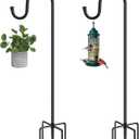 Shepherds Hooks for Outdoor, 48 Inches Garden Bird Feeder Pole for Hanging Bird Feeder, Plant Baskets, Solar Light Lanterns, Outdoor Plant Hanger Hook with 5 Base Prongs, 2 Packs