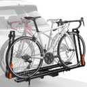 TOOENJOY Folding Hitch Bike Rack, Heavy Duty Bicycle Carrier Platform with Single Arm and Tier Strap, Fits 2" Hitch Receiver for SUV Pickup Truck, 2-Bike Capacity