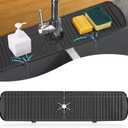 BFONS Silicone Faucet Handle Drip Catcher Tray, 24in x 5.55in, Black