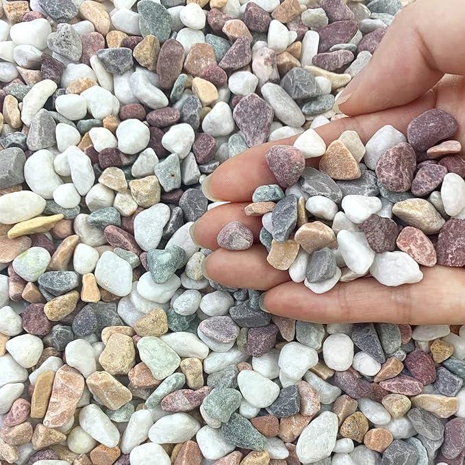 Natural Mixed Color Pea Gravel Pebbles, 3/8 inch Decorative Rocks for Succulents, Pebbles for Indoor Plants, Vases, Aquarium Gravel, Top Dressing, Outdoor Decorative Stones