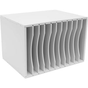 Vertical Desktop Sorter-11 Compartment Mail Organizer, Vertical Desktop Sorter with Slots, Adjustable Literature Organizer, Mailboxes With Removable Shelves, Construction Paper Storage Holder (White)
